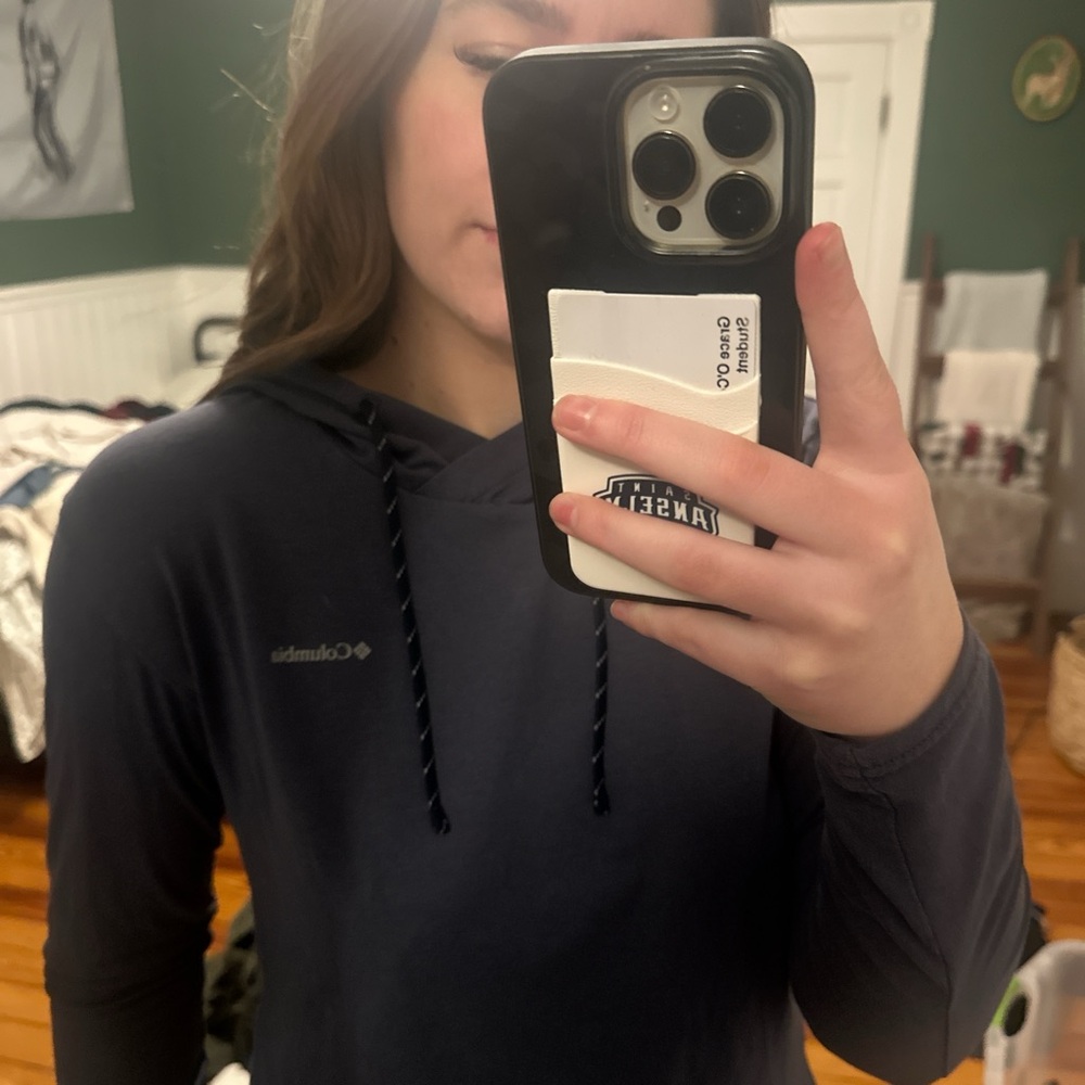 Columbia Blue hooded outdoors shirt